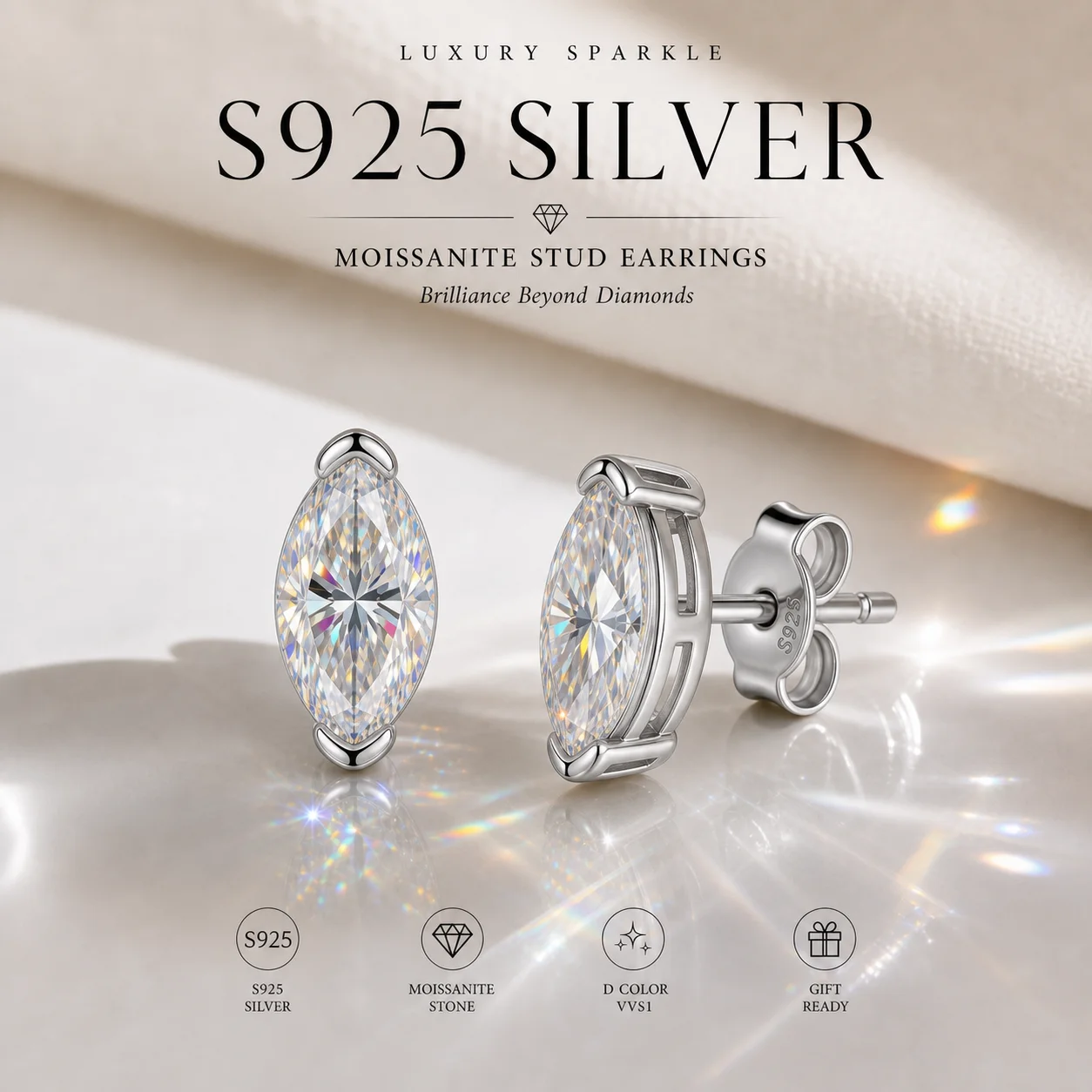 S925 Silber Marquise-Schliff 3EX Cut Zertifizierte 0,5-2,0ct Moissanit-Ohrringe Damen-Party-Schmuck Geschenke mit GRA-Zertifikat – Detail 18
