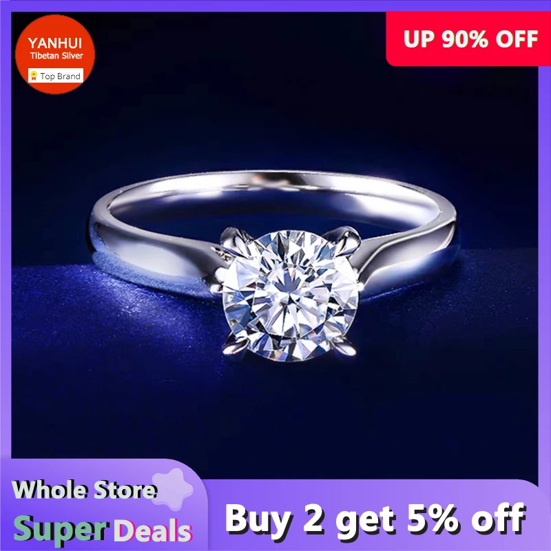 

100% Certified 18K White Gold Filled Solid Silver 925 Ring 2.0ct Round Created Diamond Rings Women Wedding Accessories Jewelry