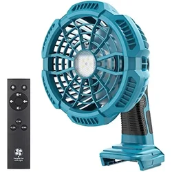 Portable Fan for Makita 18V Lithium-ion Battery, Cordless Fan with 9W LED Work, USB Port, Handheld Jobsite Fan for Camping