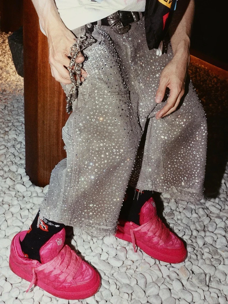 

Повседневные свободные мужские джинсовые орты длиной пять четвертей, трансграничный рэп-художник INS Diamond Faion, легкие летние джинсы