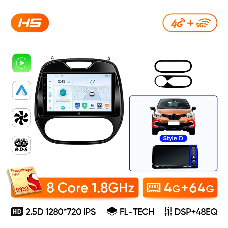 Ainavi Autoradio Voor Renault Captur Kaptur Clio 2014 2015 2016 2017 2018 2019 Samsung QM3 Draadloze Carplay Android Auto 2 Din
