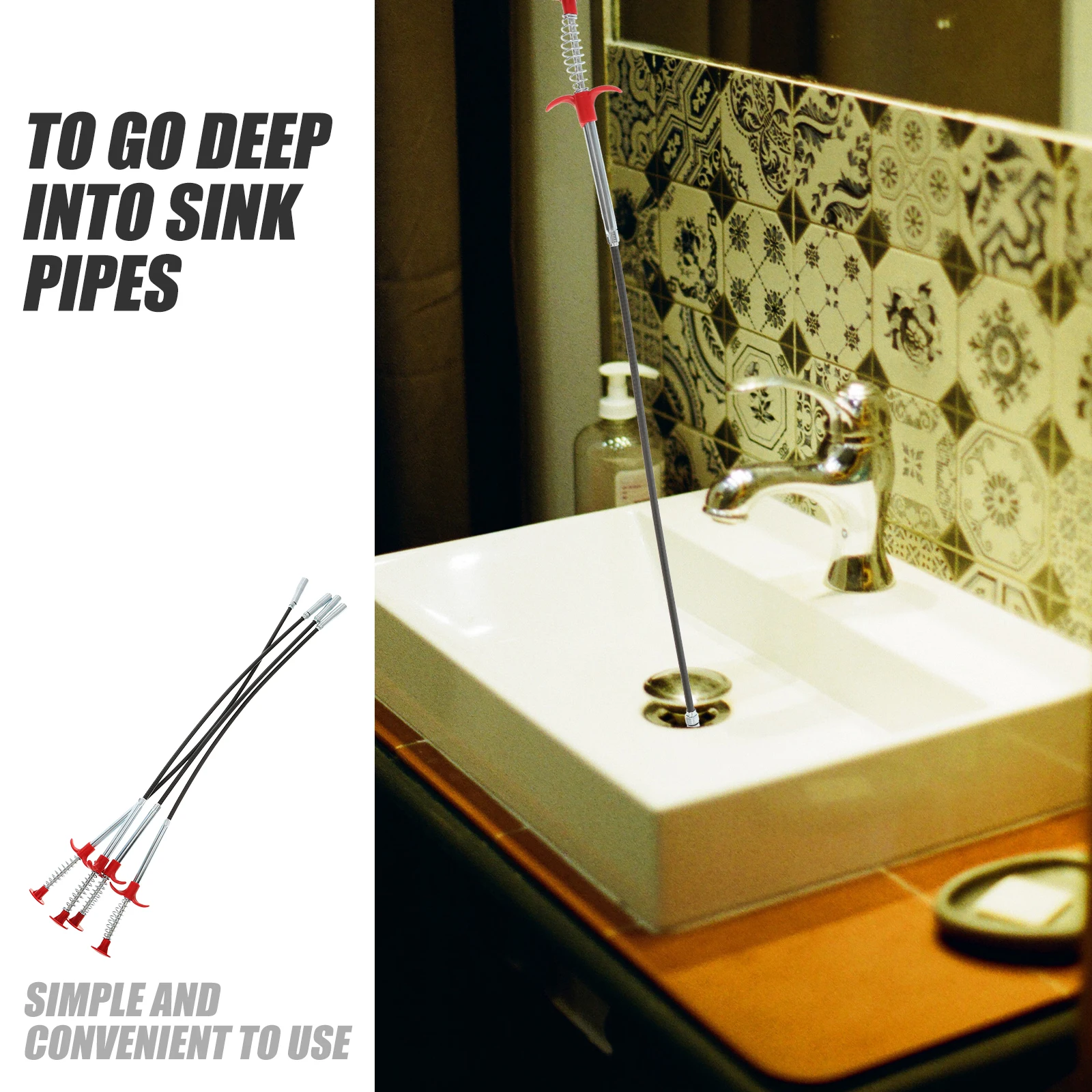 

4pcs Steel Drain Clog Remover Tool Claw For Sink Tub Kitchen Bathroom Pipeline Dredge Flexible Grabber Multifunctional Cleaning