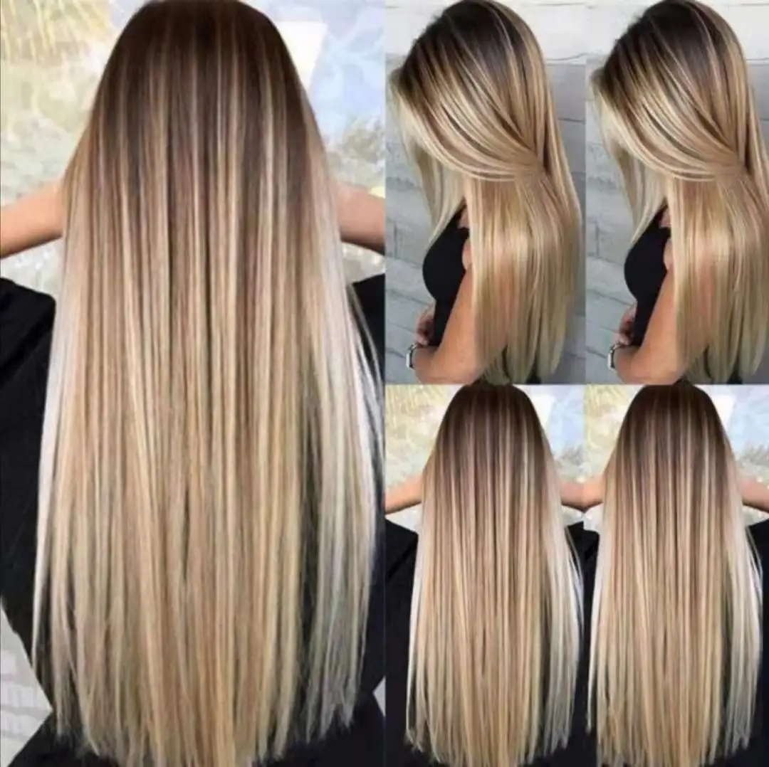 24 Inch Long Straight Clip In Hair Extensions, 16 Pieces Thick Synthetic Hairpieces, Soft Natural Synthetic Fibers
