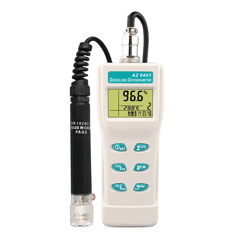 

AZ8403 Portable Digital Fish Pond Water Quality Tester Meter Dissolved Ox ygen Analyzer DO With Memory