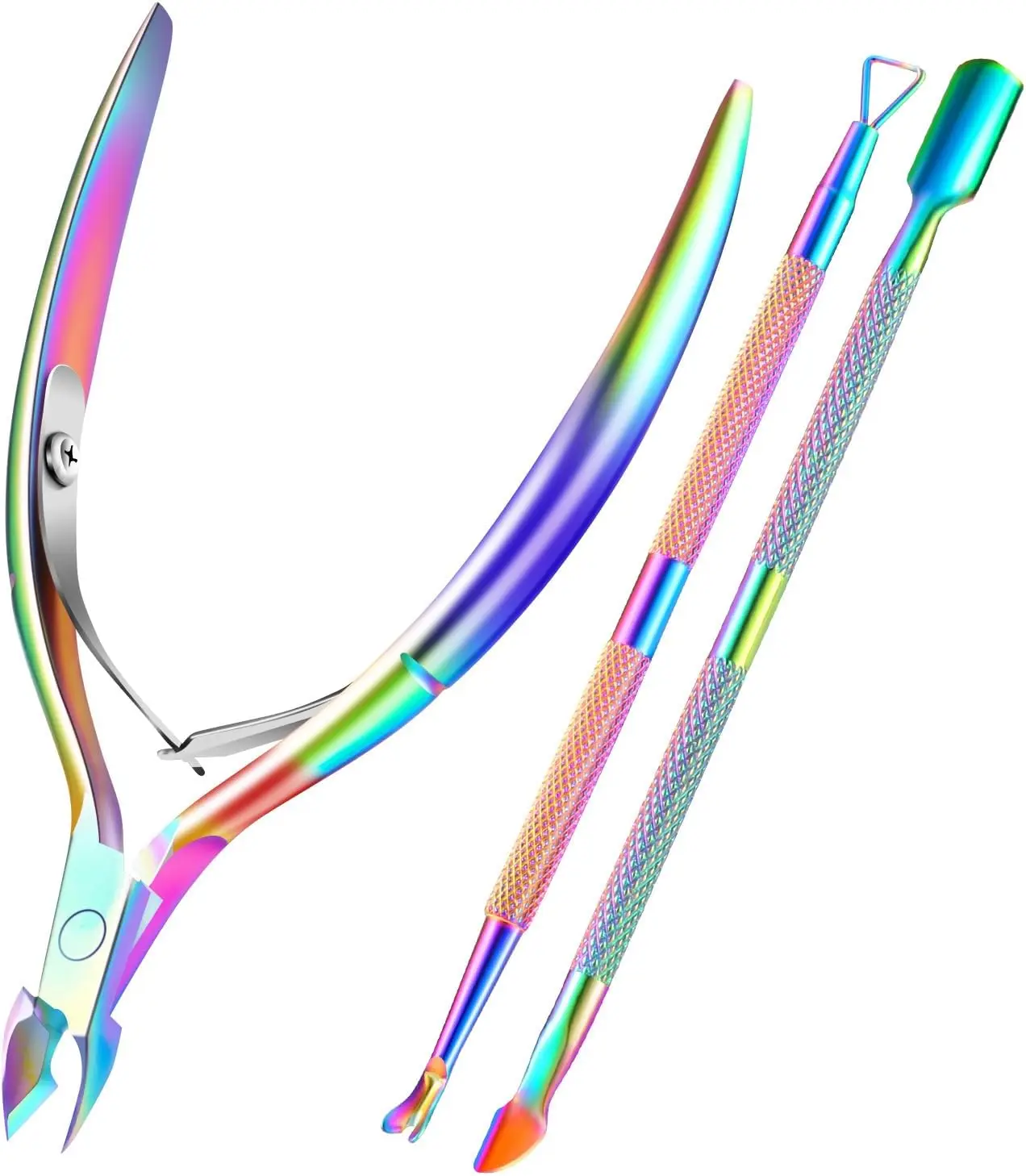 

Professional Stainless Steel Cuticle Trimmer Remover Pusher Set, 5-in-1 Manicure Pedicure Tools for Nails