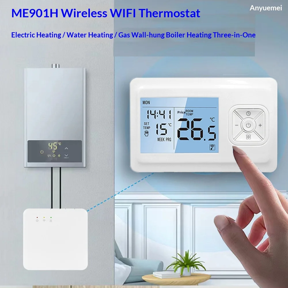Tuya WiFi Wireless 3A/16A ME901H Thermostat Wall-Mounted Gas Boiler Water Underfloor Heating Temperature Controller APP Control