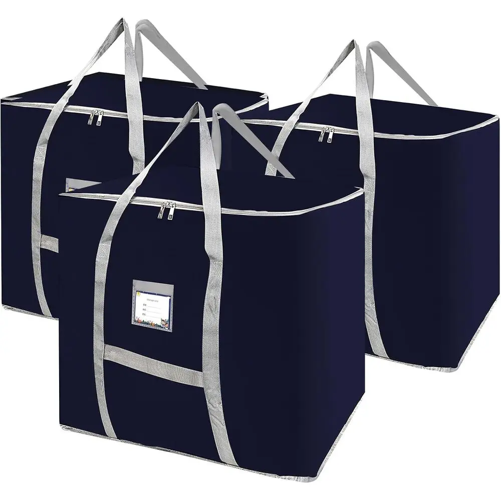 

Durable Large Moving Totes - Space-Saving, Reinforced, Dark Blue Storage Bags for Efficient Packing