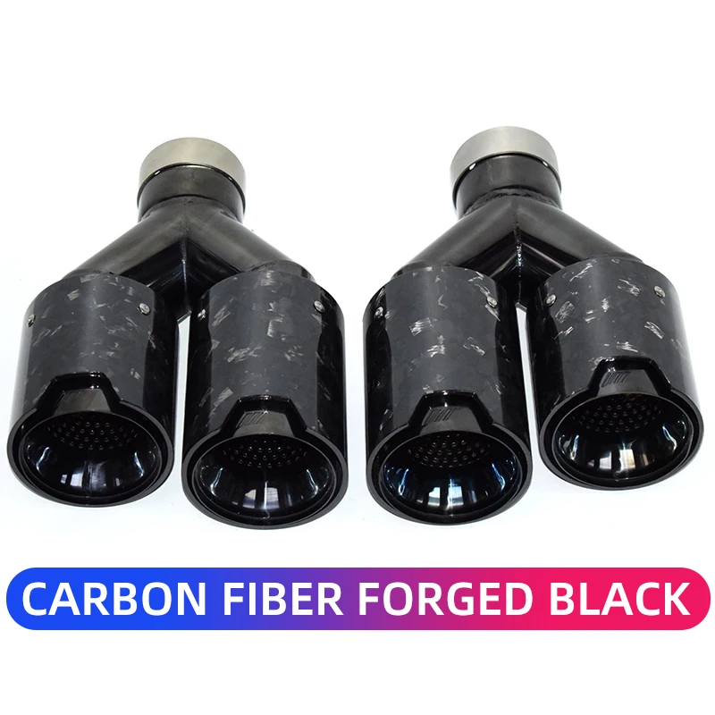 For BMW Universal High Quality Carbon Fiber Forged +Stainless Steel Black Exhaust Pipes Muffler