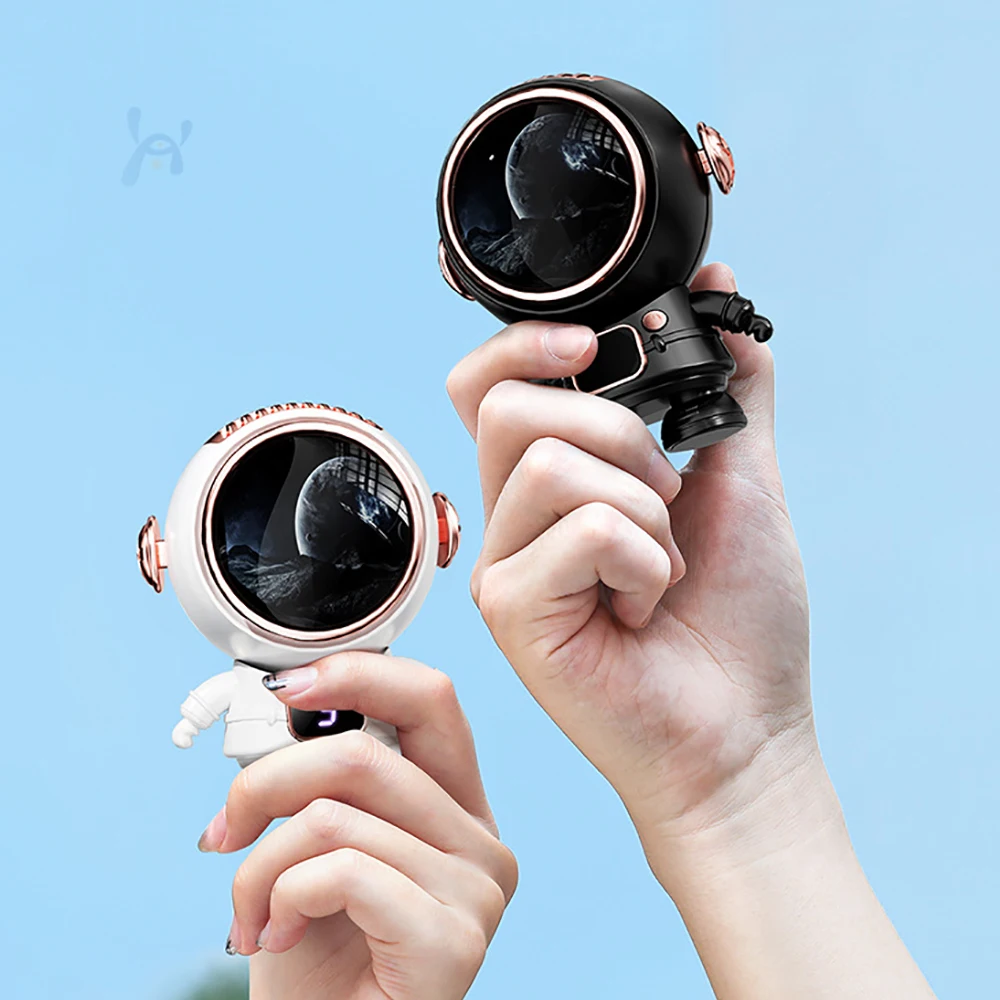 NEW Portable Small USB Rechargeable Astronaut Hanging Neck Fan  Air Cooling Fans Mini Handheld Bladeless Silent Desktop Fan