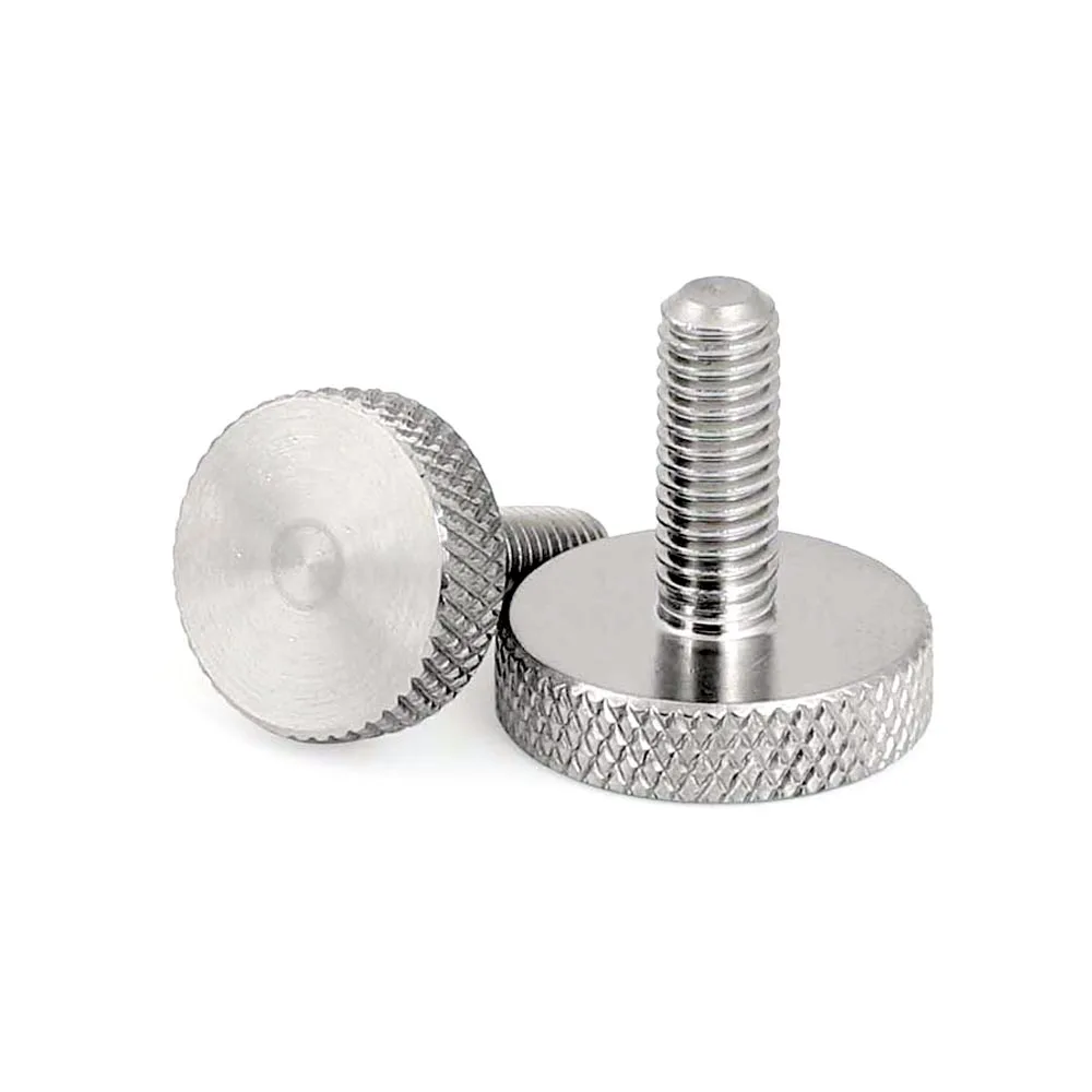 1pc M3 M4 M5 M6 M8 M10 GB835 304 Stainless Steel Knurl Flat Round Head Hand Tighten Curtain Wall Glass Thumb Screw Bolt DIN653