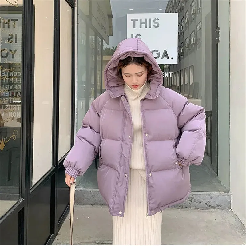 2023 neue Frauen kurze Jacke Winter Parkas dicke Kapuze Baumwolle gepolsterte Jacken Mäntel weibliche lose Puffer Parkas Overs ize Outwear