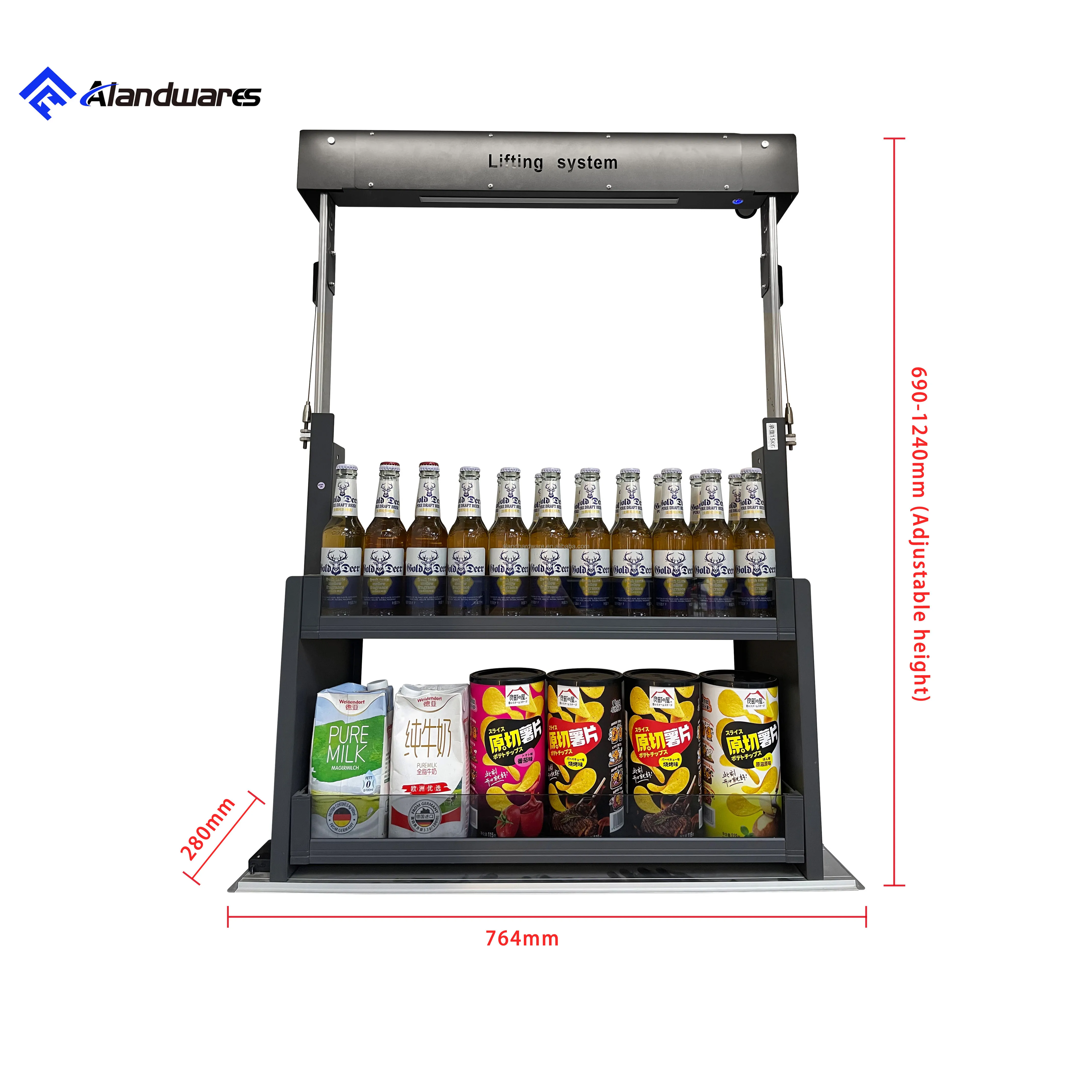 Customized Smart Lift Electric 2-Layer Kitchen Storage Cabinet Wholesaler Offers Automatic Basket Design for Kitchen Use