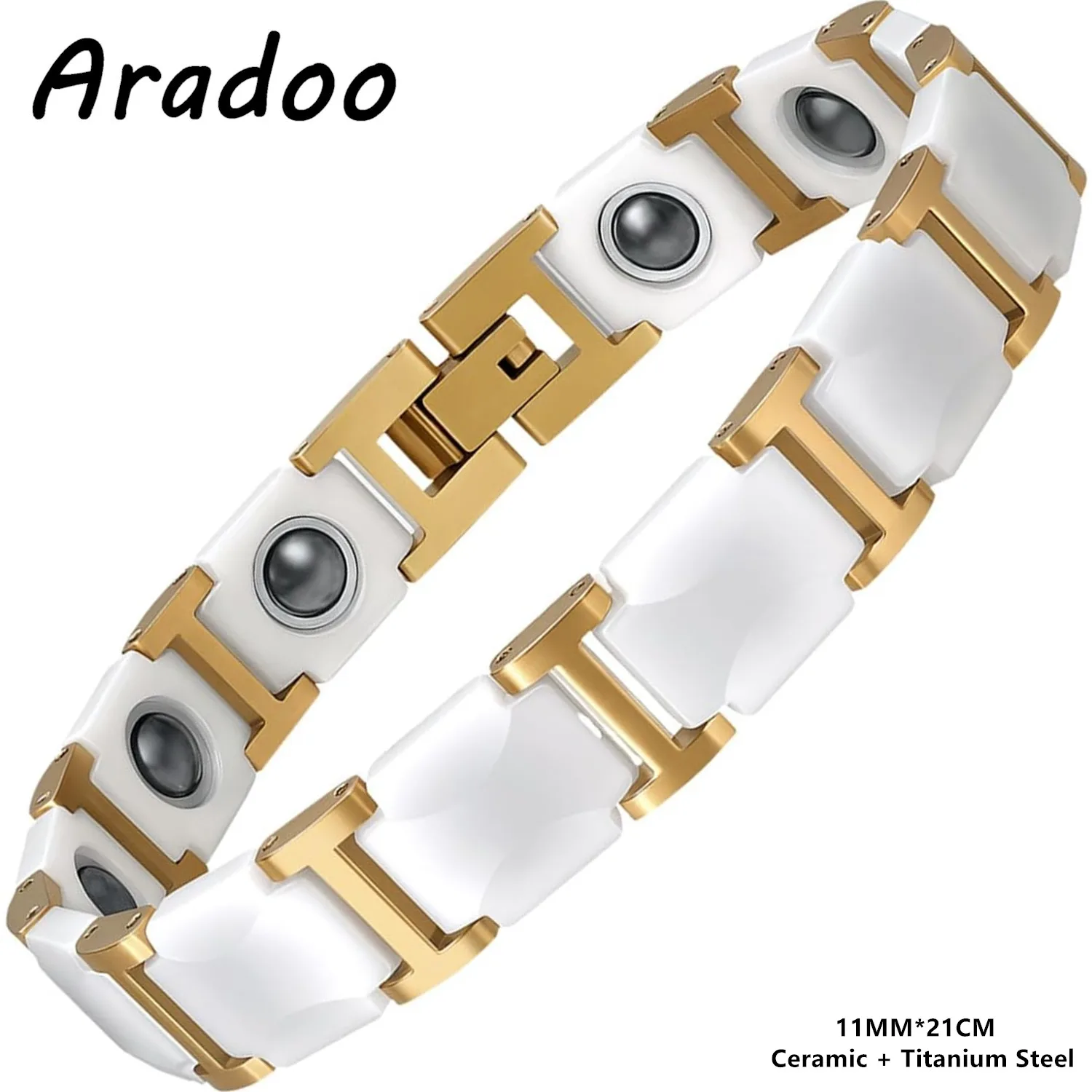 ARADOO Premium Ceramic Titanium Steel Bracelets for Men Women with Sculpted Crescent Design Jewelry Gifts
