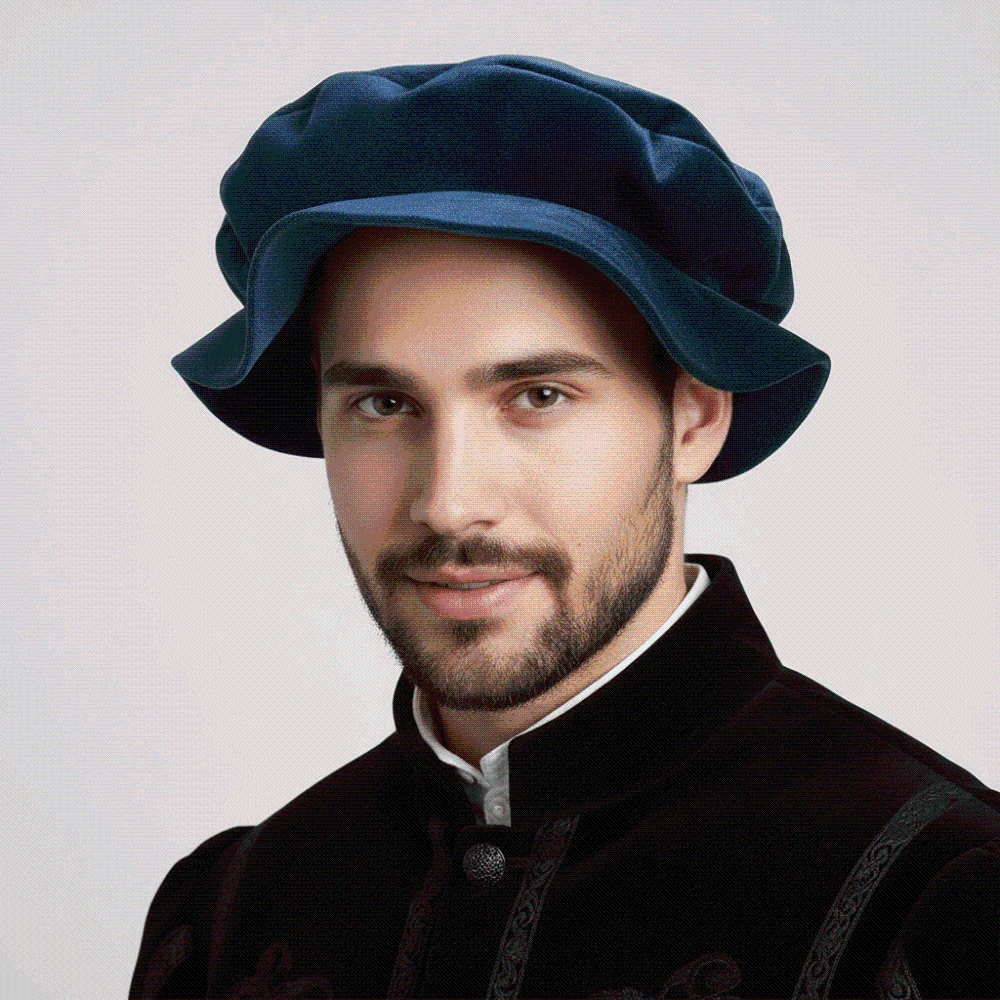 Faux Suede Medieval Flat Cap Soft Velvet Elastic Band Mens Cosplay Cap Breathable Fabric Solid Color Renaissance Beret Hat