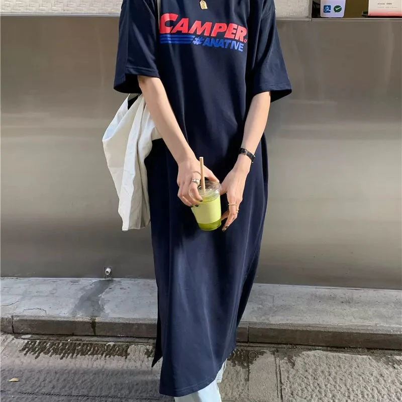 Summer Casual 2022 New Shirt Dress Women Korean Fashion Print Clothes Ladies Loose Short Sleeve Pocket Oversize 4XL Long Dresses