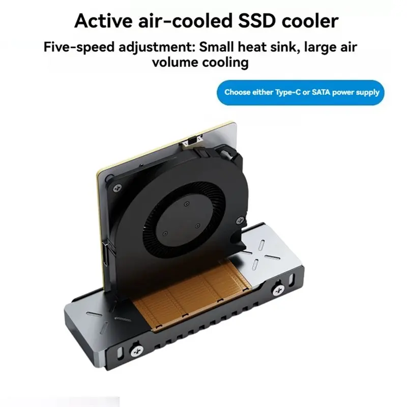 Classic-M. 2 2280 For M. 2 SSD Heatsink Active Air-Cooled Heat Sink 5-Speed PWM Cooling Fan High Airflow Design