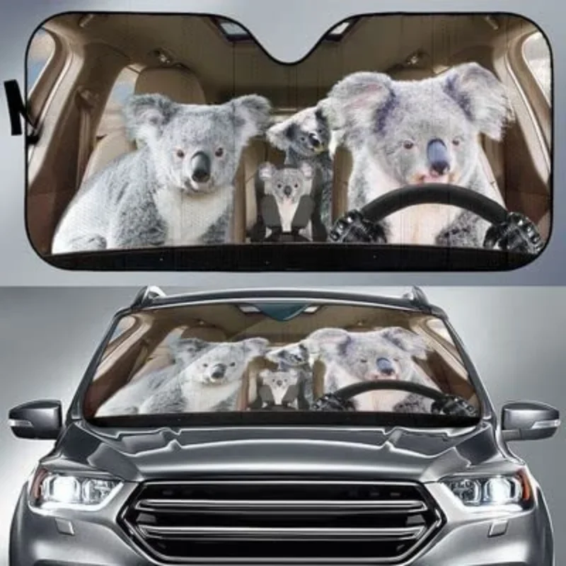 Koala Family Car Sun Shade, Koala Auto Car Sun Shade, Funny Koala Sunshade,Gift For Him