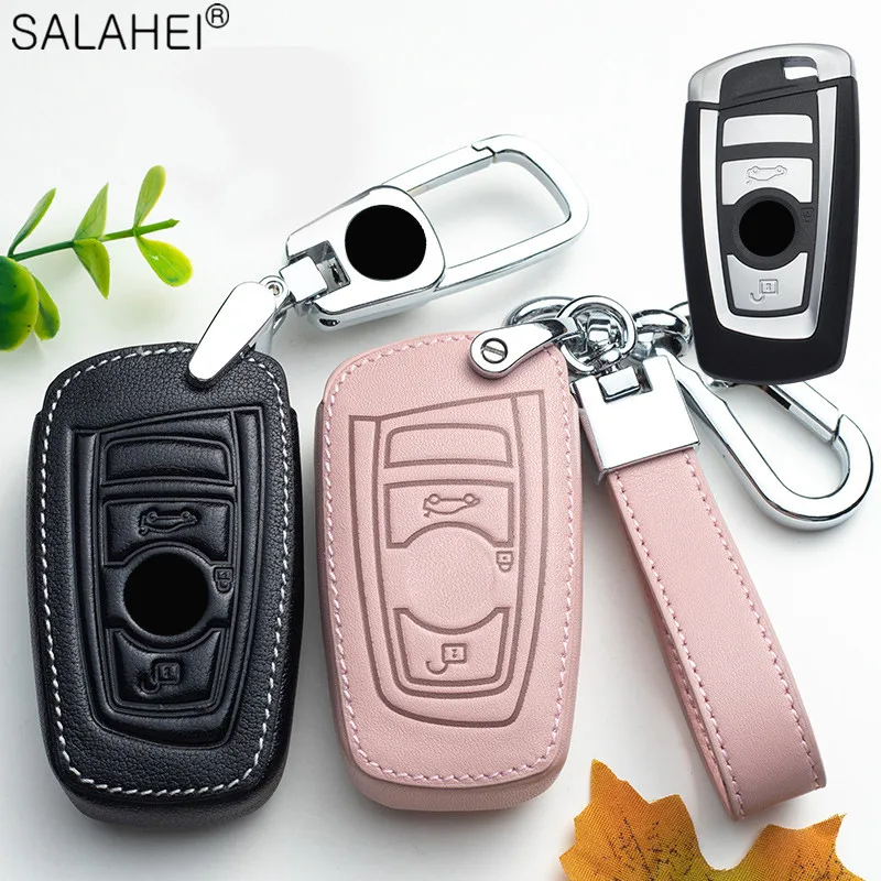 

Leather Car Key Fob Cover Case Protector Keyless For BMW 1 2 3 4 5 6 7 Series X1 X3 X4 X5 X6 F30 F34 F10 F07 F20 G30 F15 F16