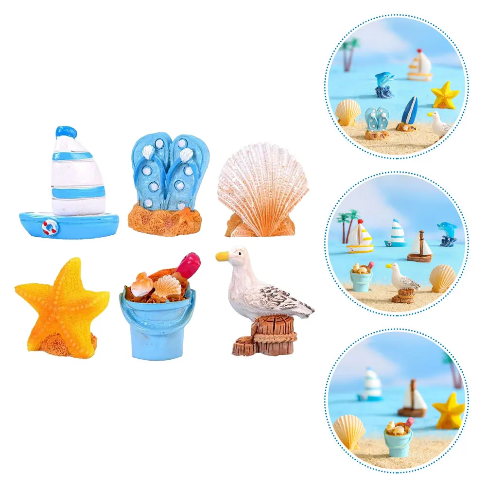 

1 Set Sailboat Miniature Ornament Decor For Desktop Banquet Nautical Event Resin Sailing Ship Sea Style Miniature