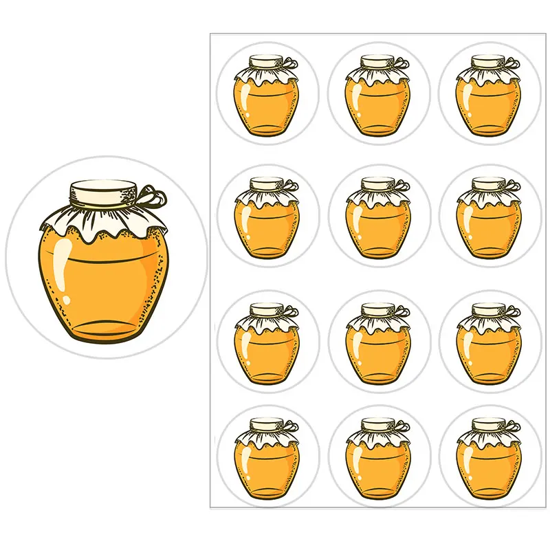 24-70pcs  Honeycomb Custom Jar Labels Honey Bee Oval Stickers Thanksgiving Day Seal Label Chrome Paper Small Business Gift Tag