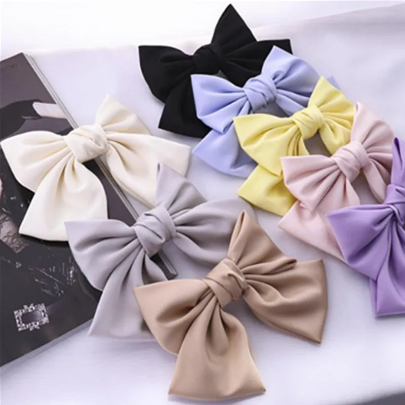 Purple Bow Hair Clips Elegant Silk Satin Hair Bow for Women Ponytail Hair Ornament Girls Casual Hair Barrettes Hairpins