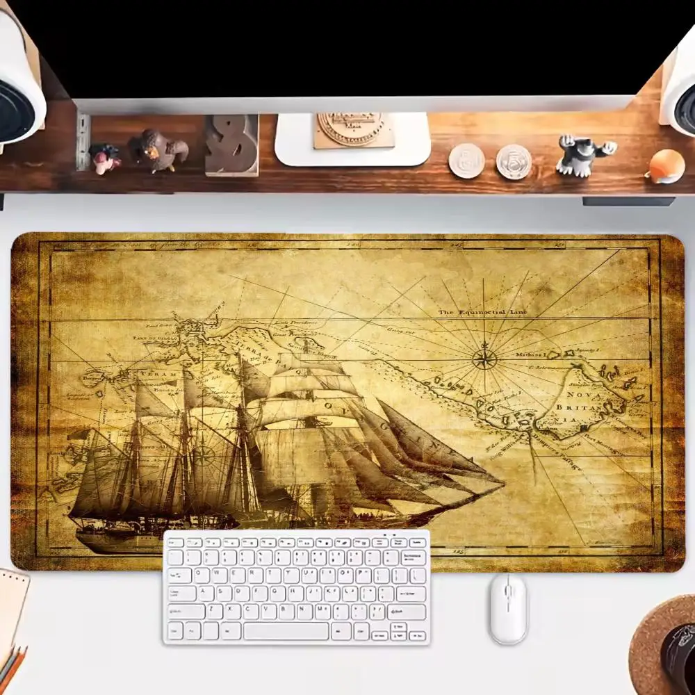 

Nautical Chart Mouse Pad Large Gaming Table Cushion Mousepads Non-slip Laptop Tablet Mat Office Accessories PC Playmat