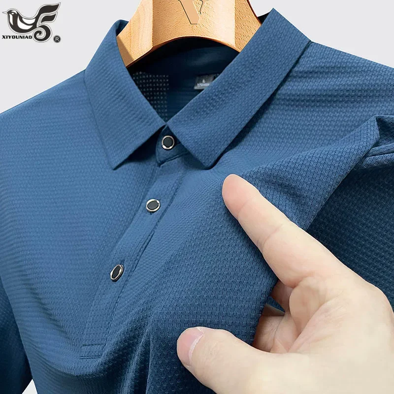 Plus Size 7XL 8XL 9XL Summer Short-sleeved Ice Silk Solid Color Cool Polo Shirts Men Business Casual Gym Jogging Golf Polo Shirt