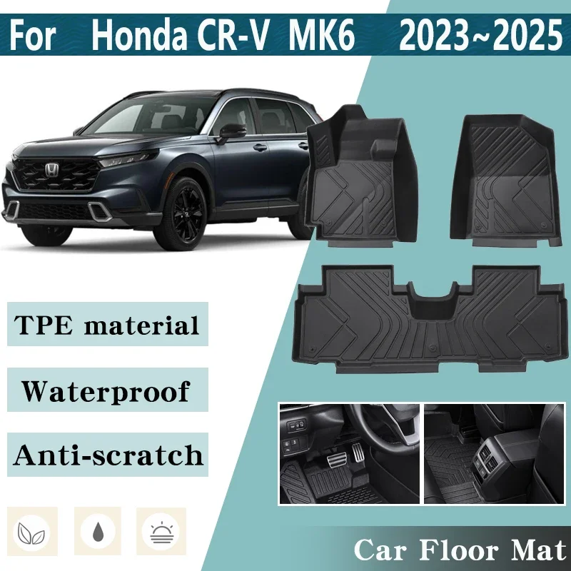 Car Floor Mat for Honda CR V Accessories CR-V CRV Breeze MK6 RS 2023~2025 Car Foot Panel Liner Carpet Waterproof Mat Accessories