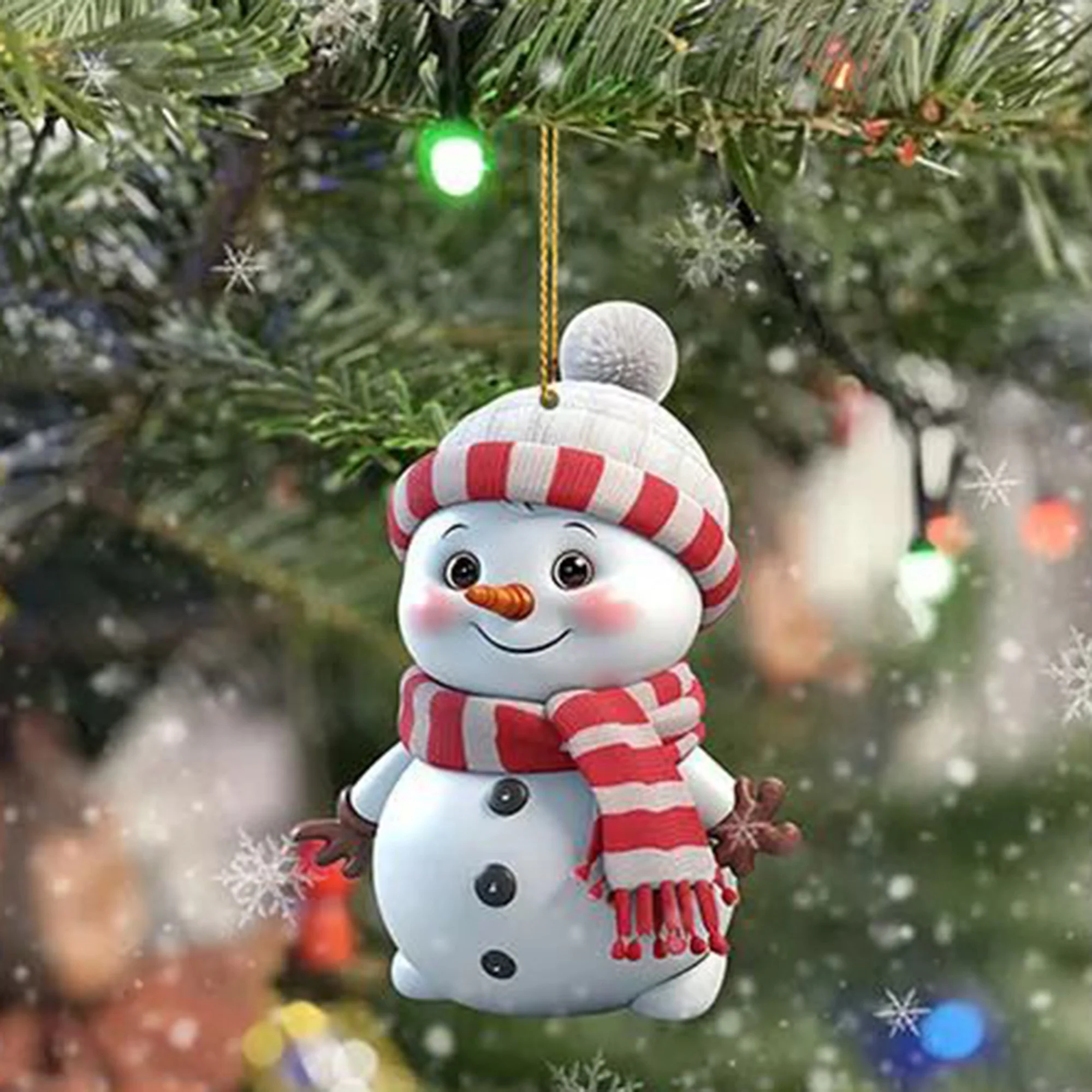 10 Stück/5 Stück Weihnachts-Autospiegel-Ornamente - Schneemann Acryl-Hängedekorationen für Baum, Weihnachtsdekoration – Detail 9