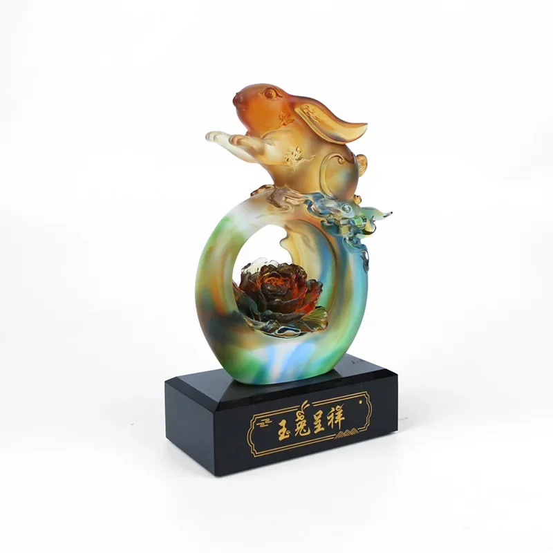 Ancient glazed rabbit, twelve zodiac ornaments, banking company  Rabbit Chengxiang commemorative gifts