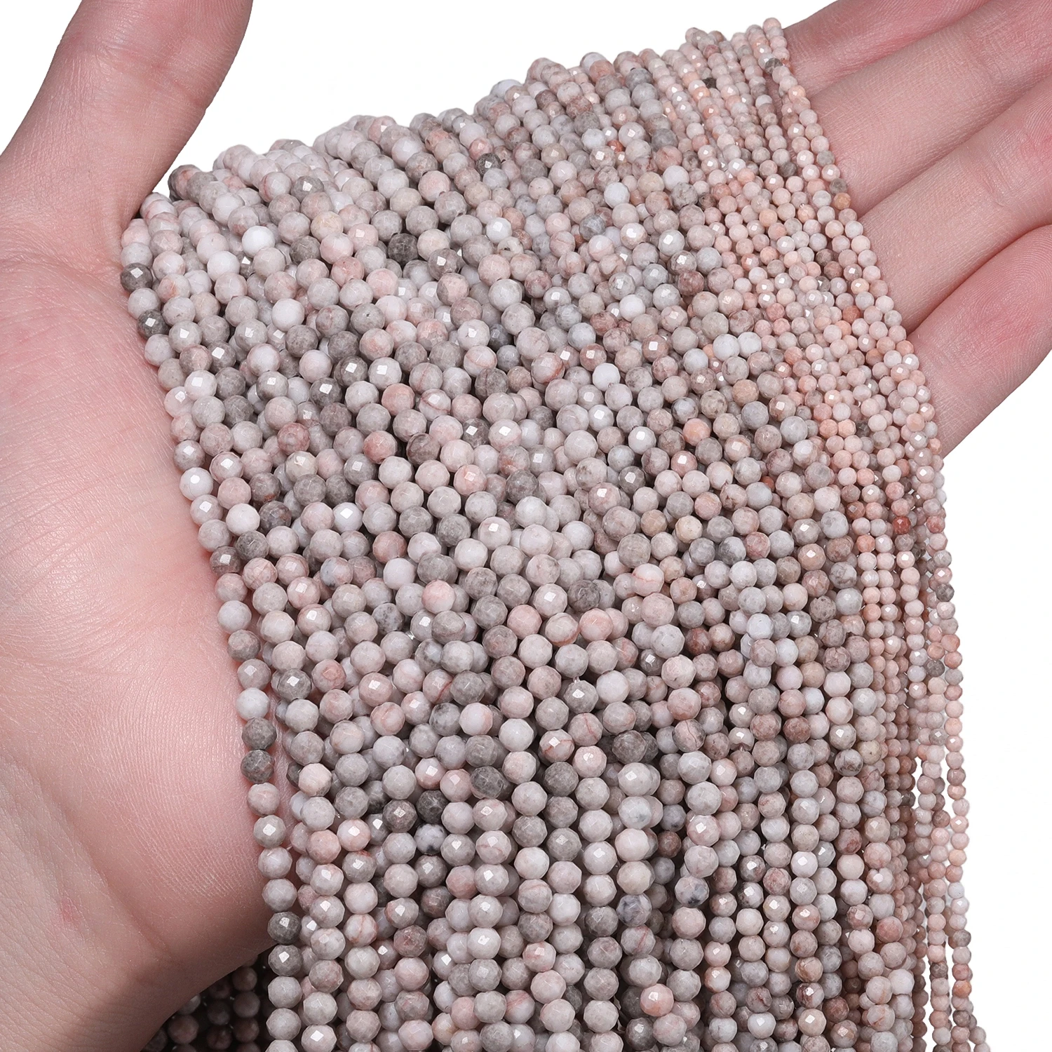 New 2 3 4mm Faceted Tiny Beads Natural Pink Zebra Jasper Stone for Jewelry Making Diy Bracelet Necklace Accessories