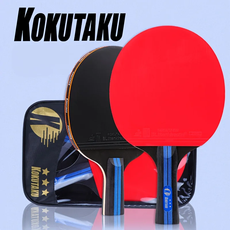 Kokutaku Three-Star Table Tennis Racket Set, 2-Piece Set for Beginners, Horizontal and Vertical Table Tennis Rackets Set