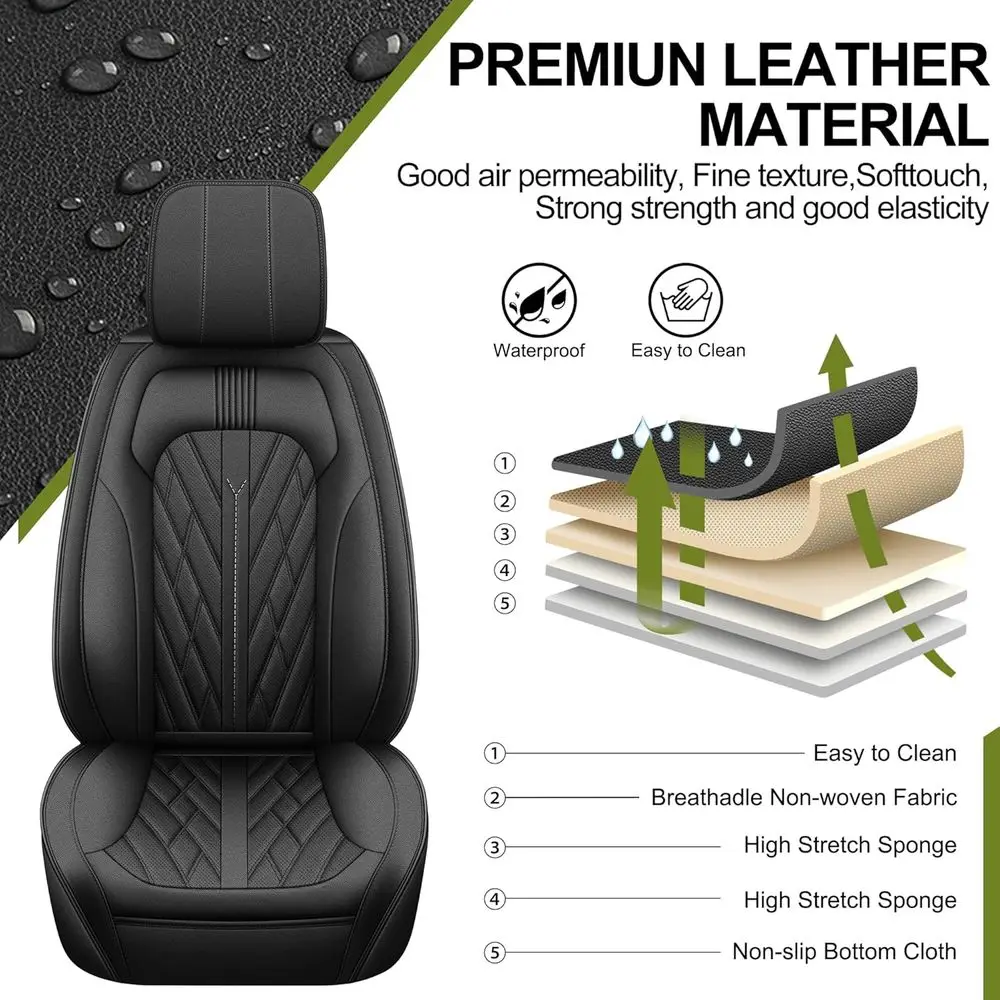 Fundas de asiento de cuero transpirable personalizadas para camiones Tundra 2014-2021, color negro