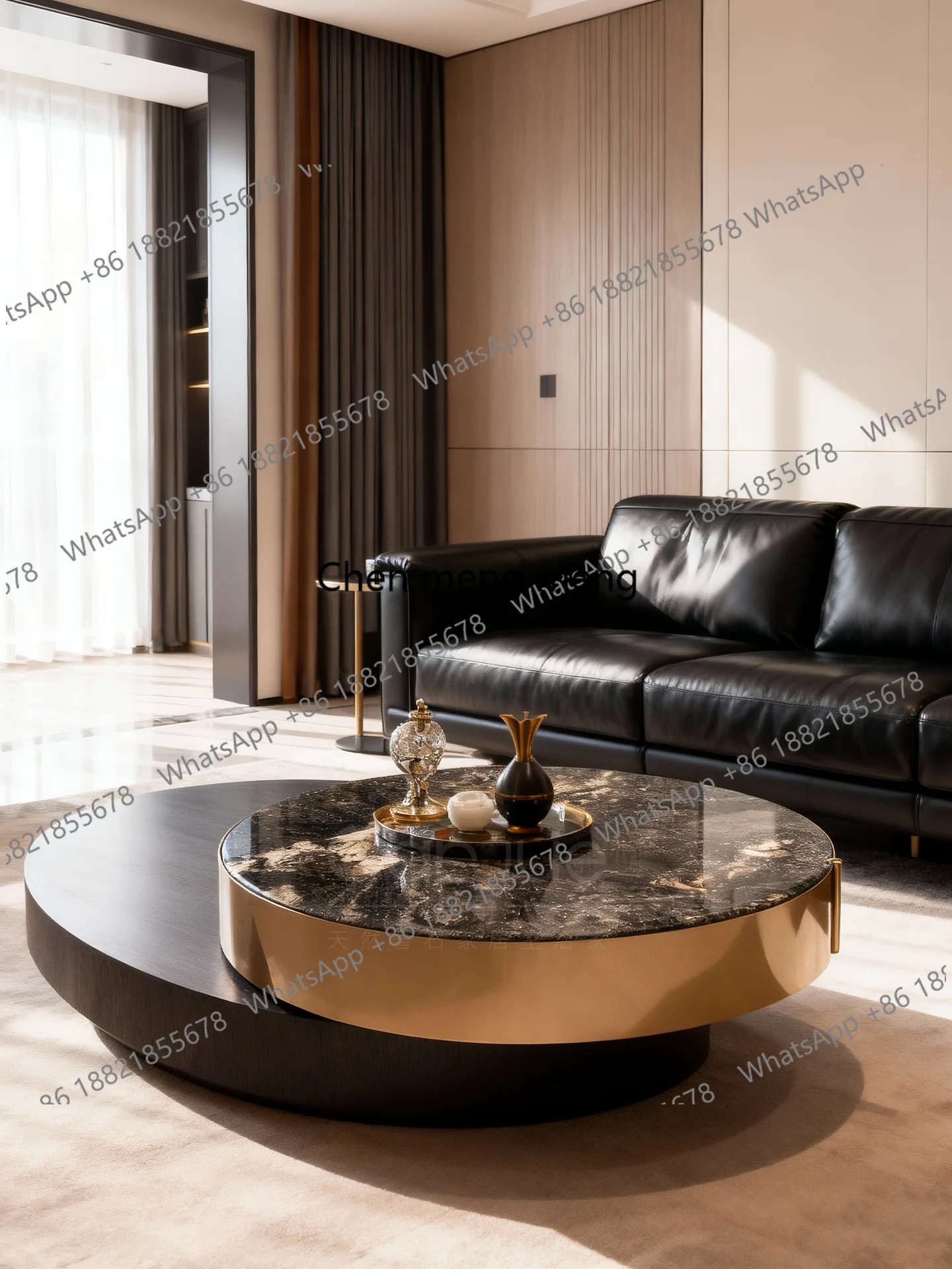 z183 Natural luxury stone multi-functional rotatable coffee table light luxury modern popular luxury stone marble