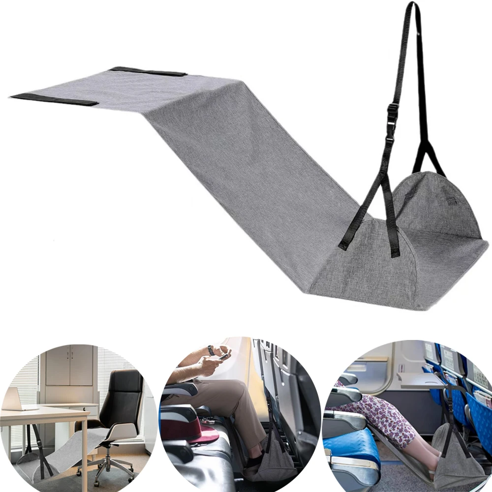 Adjustable Nylon Airplane Foot Hammock Upgraded Comfortable Travel Foot Rest Foot Sling for Office Travel