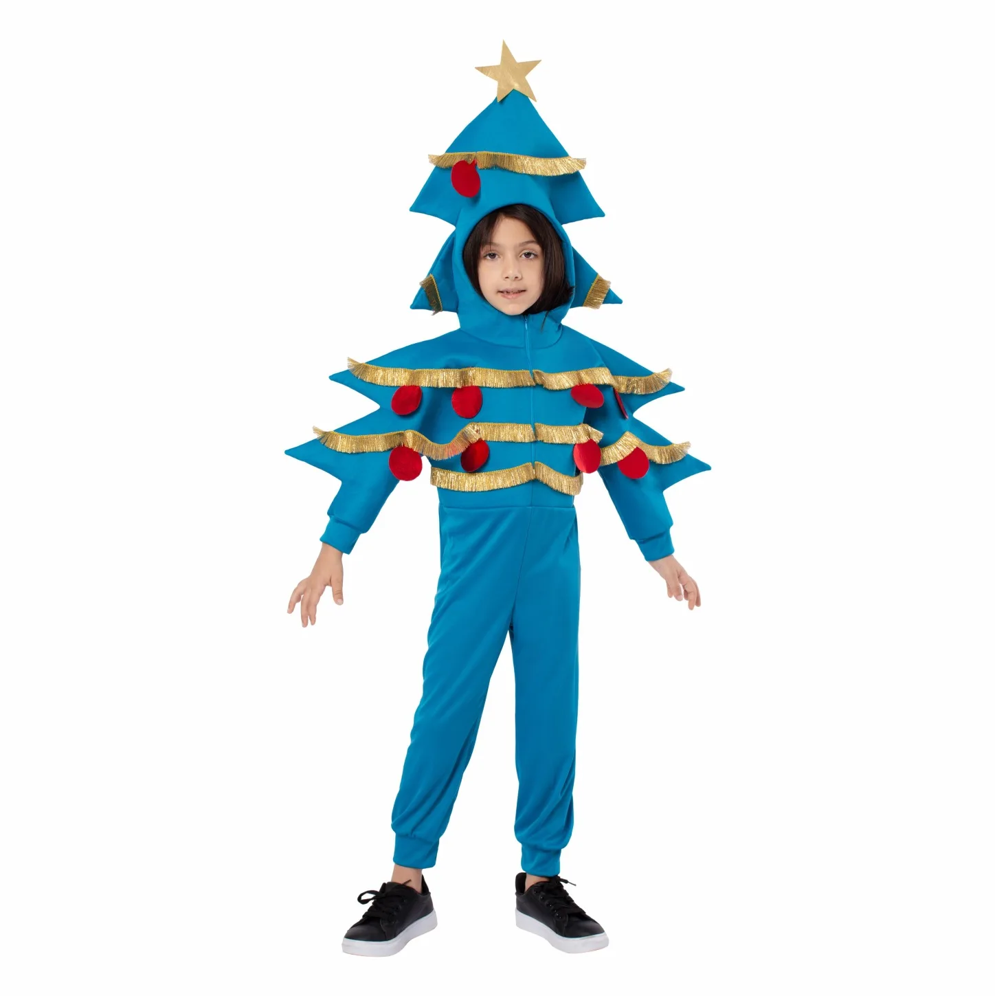Christmas Children Blue Tree Decoration Cosplay Jumpsuit Costume Kids Boys Girls Funny Party Dress Up Outfit for Xmas New Year