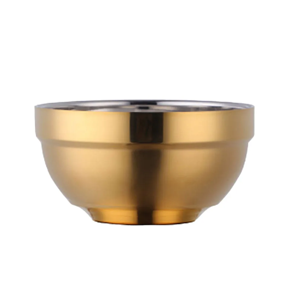 Ciotola in Acciaio Inox a Doppia Parete Isolata, Resistente e Antiurto, per Snack, Riso e Zuppa, per Uso Domestico e Ristorante, Colore Oro