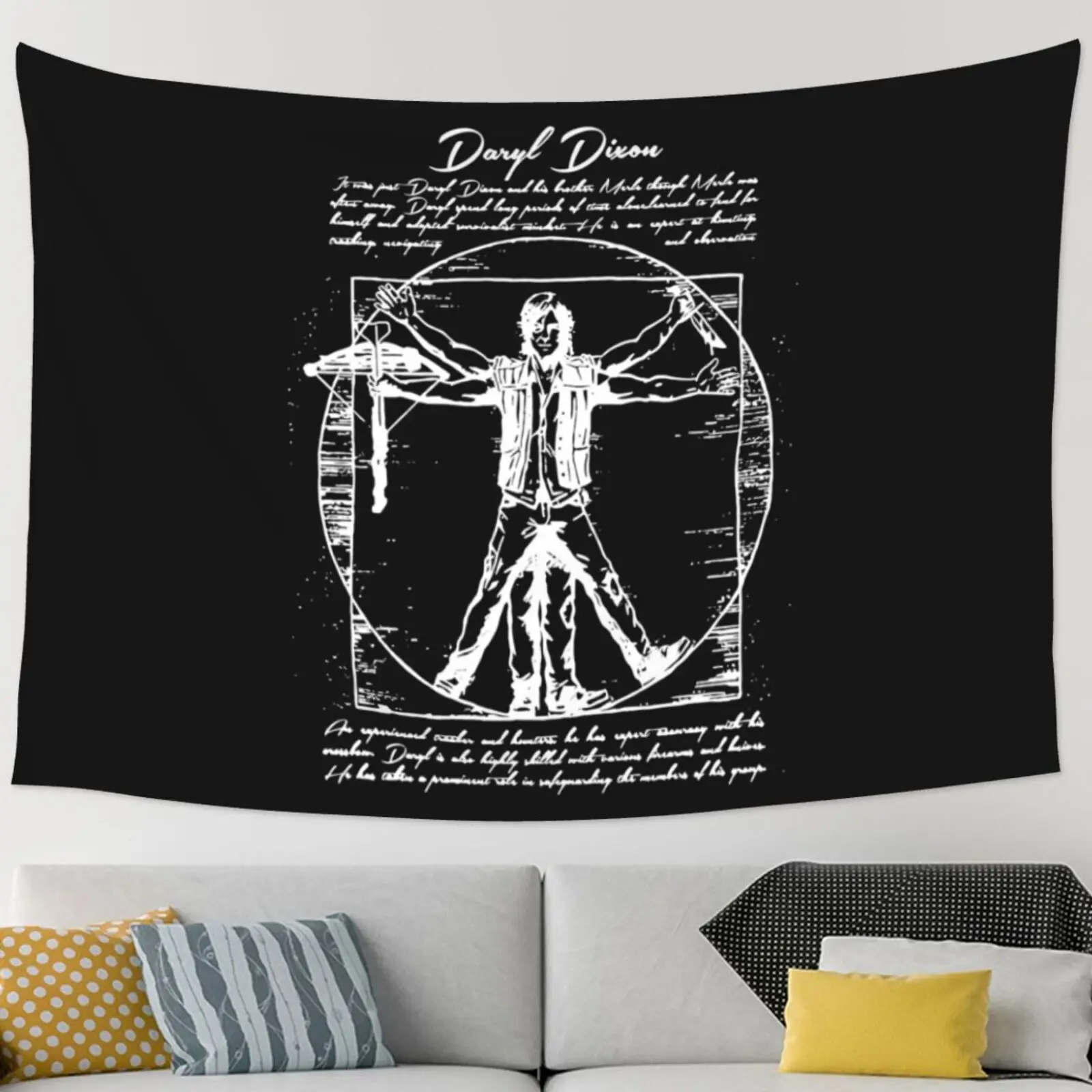 Walking Dead Vitruvian Daryl Dixon Tapestry Wall Hanging Anime Tapestry Wall Decoration Astrology Mandala