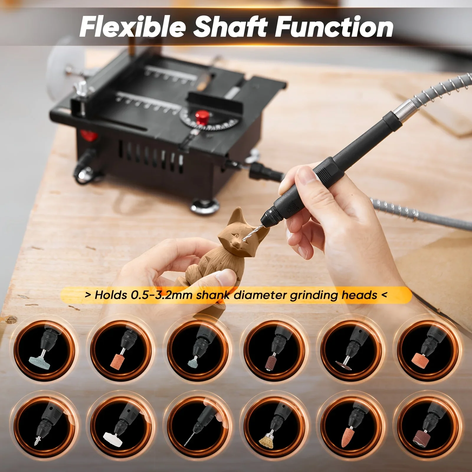 Portable & Adjustable，Saker Mini Table Saw Kit - Multi-Functional for Precision Cutting, Sanding, Engraving & Drilling
