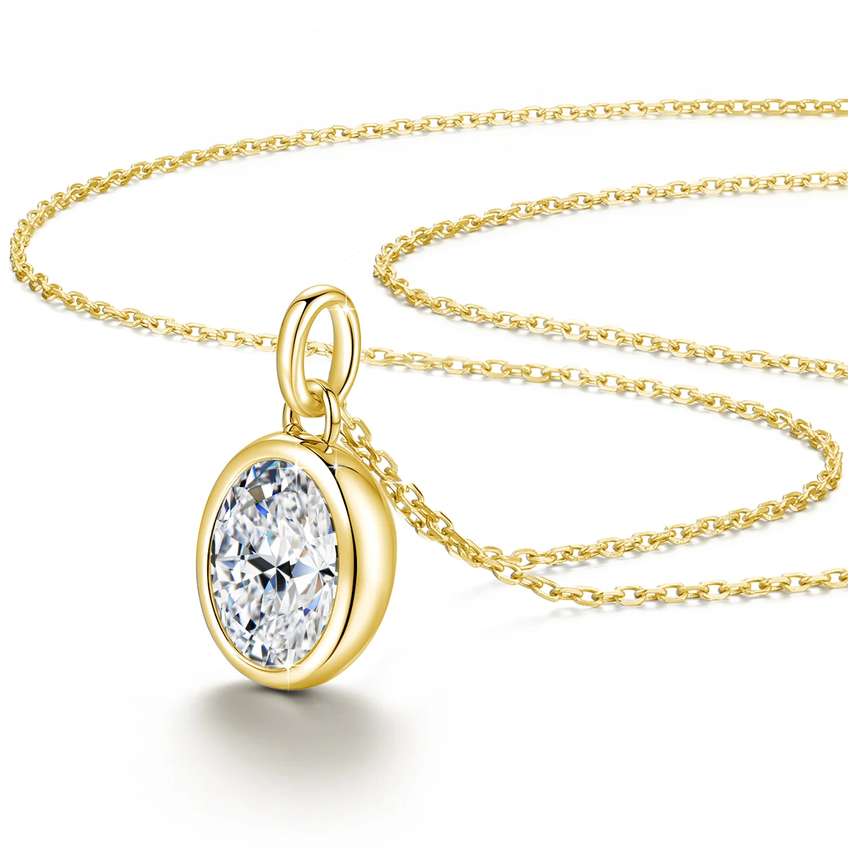 

14K Gold 1-3CT Oval Cut Moissanite Pendant Necklace For Women AU585 K Gold Lab Diamond Collarbone Chain Wedding Party Jewelry