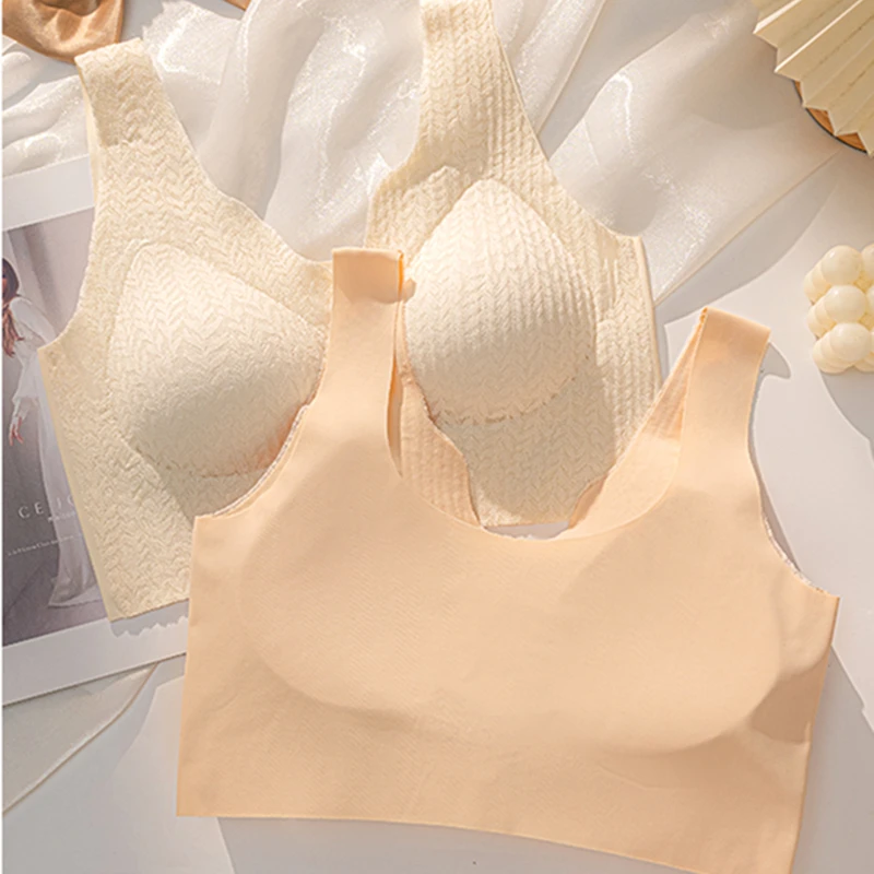 Front Buckle Plus Size Nursing Aunt Bra Seamless Underwear Gathered Pregnant Women Anti-sagging No-rim Bra Thin Women view 4