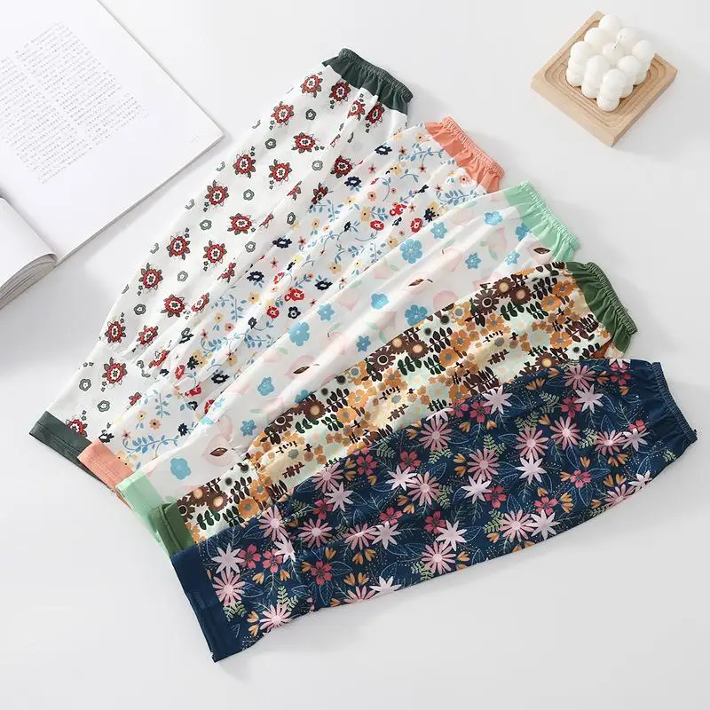 1 Pair Flowers Prints Sunscreen Ice Silk Sleeves Outdoor Versatile UV Protection Ice Sleeves Arm Guard Fashion Women's Gloves
