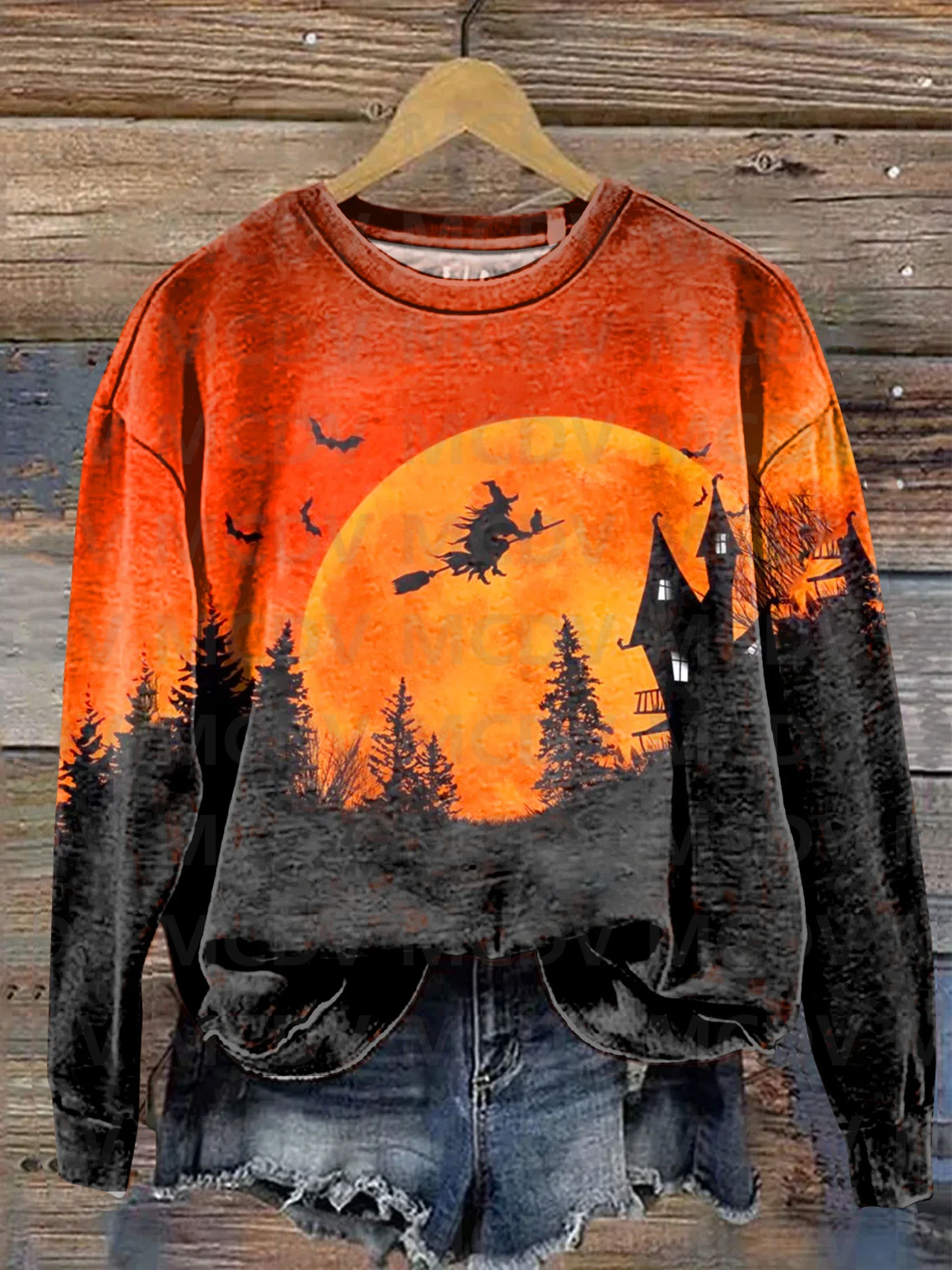 Classic Halloween Horror Movie Contrast Color Raglan Sweatshirt