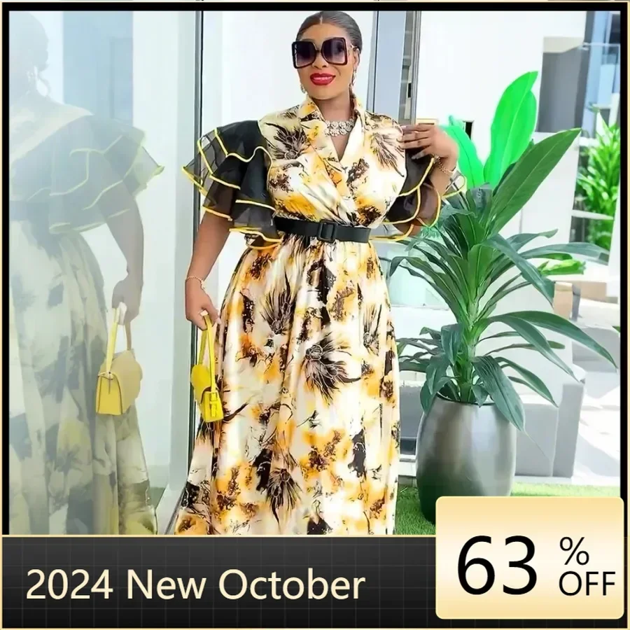 

Customized Customized African Dresses for Women 2024 Plus Size Evening Party Long Dress Africa Clothing Elegant Turkey Muslim Pr