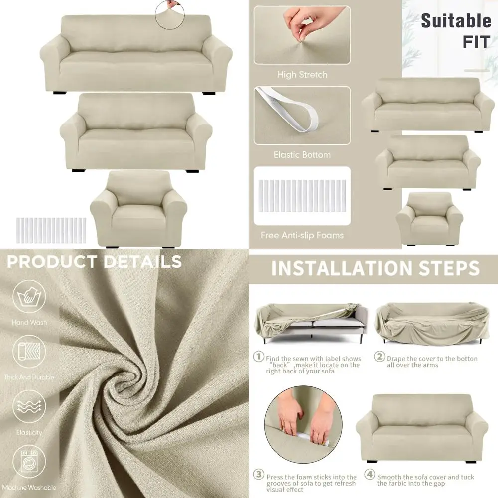 

Набор эластичных чехлов для дивана, двухместного дивана и кресла — формированная посадка, не морщин, защитные чехлы для мебели