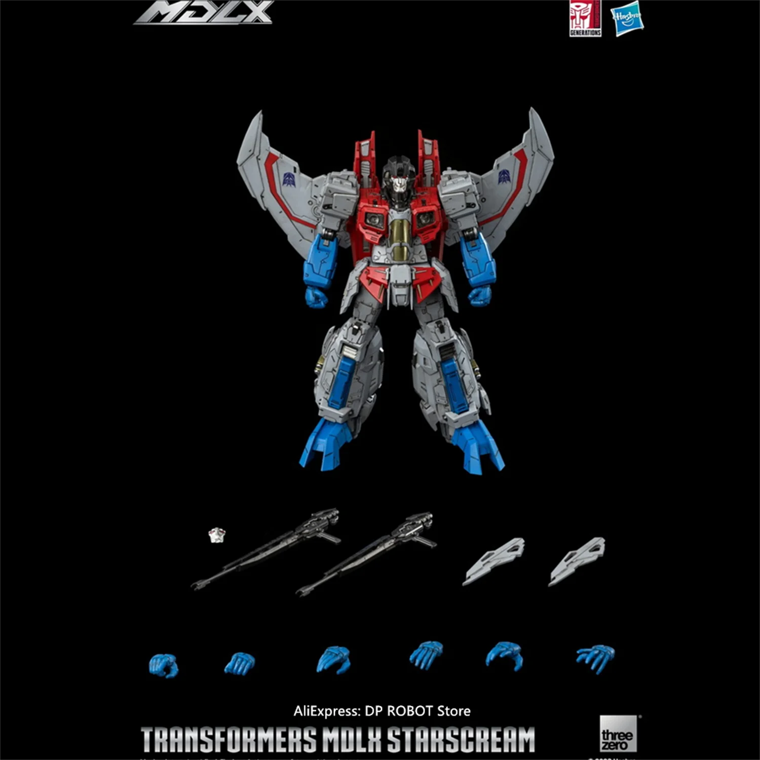 Original ThreeZero 3A G1 MDLX Transformation DLX Starscream 50 Points Of Articulation High Quality Action Figure With Box