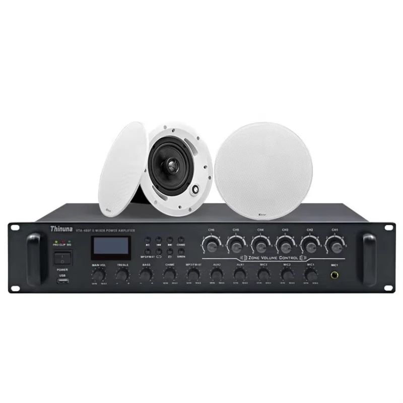 

Усилитель-микшер Thinuna VTA Series PA для систем оповещения, 6 зон, выход на колонки, USB-тюнер, Bluetooth, 480 Вт