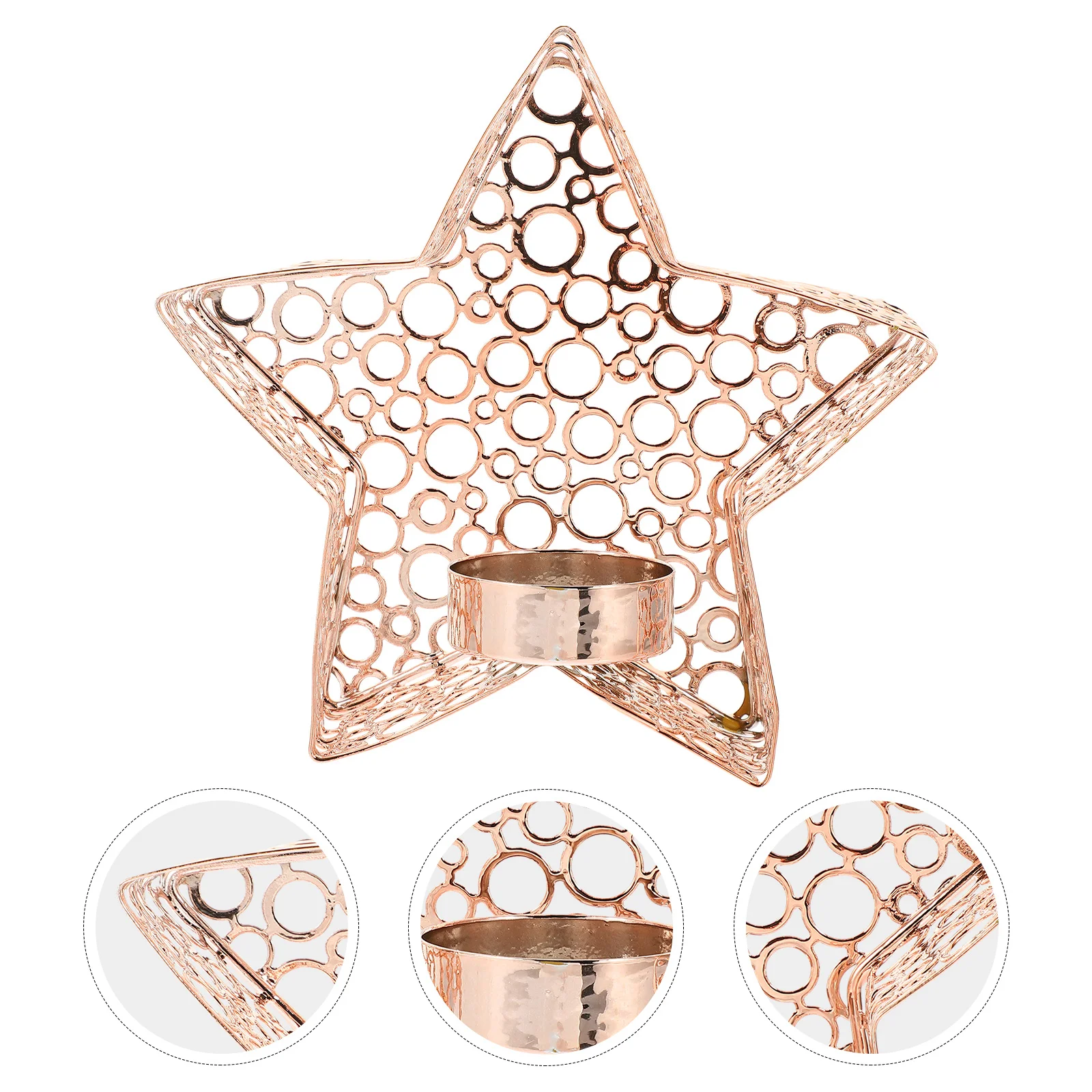 

Iron Art Holder Star Design Sturdy Tealight Stand for Dining Table Bedroom Office Decor Vintage Style Home