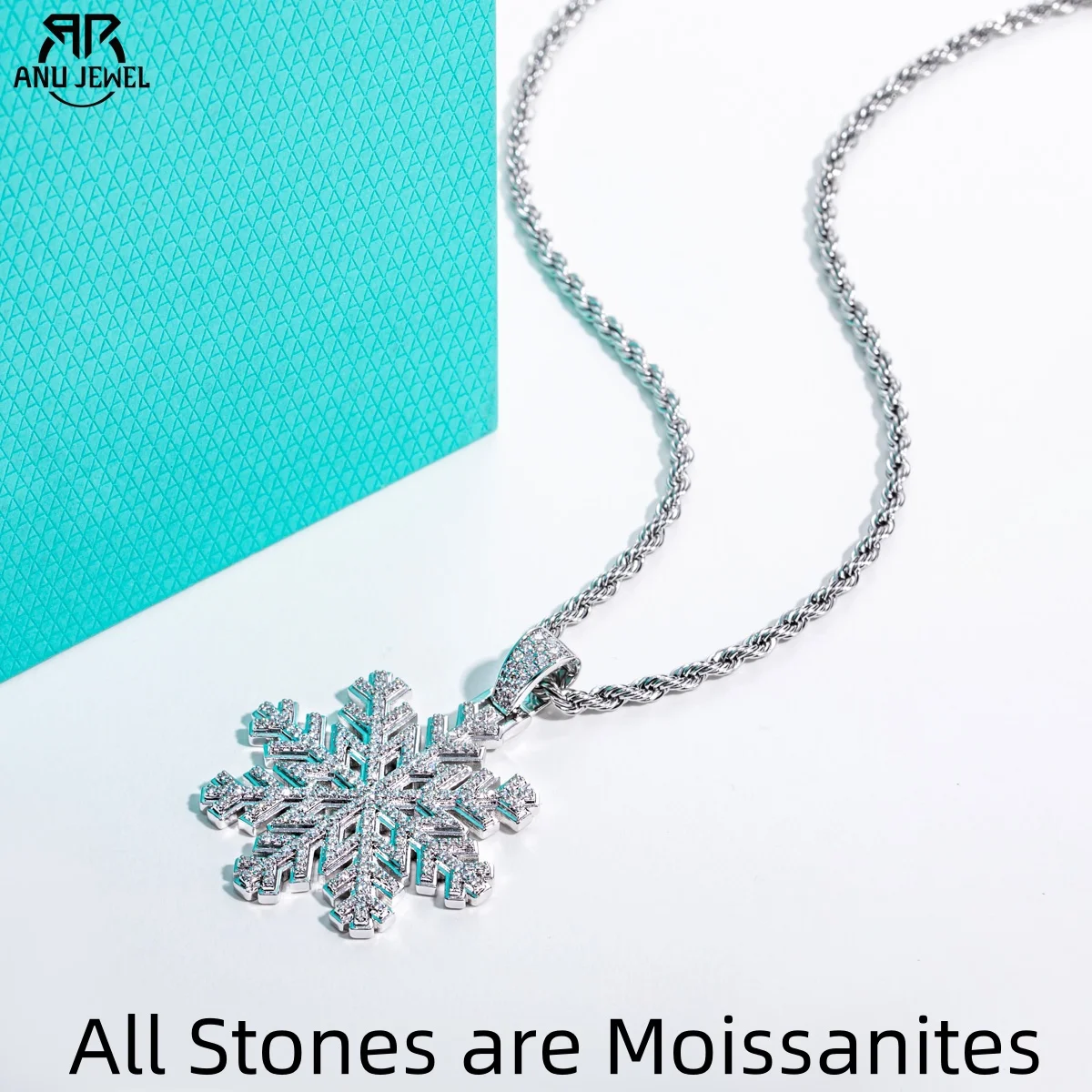 

AnuJewel Moissanite Snowflake Necklace 14K Gold Plated Pendant 60cm Layered Heavy Metal New Age Hip Hop Jewelry for Men&Women