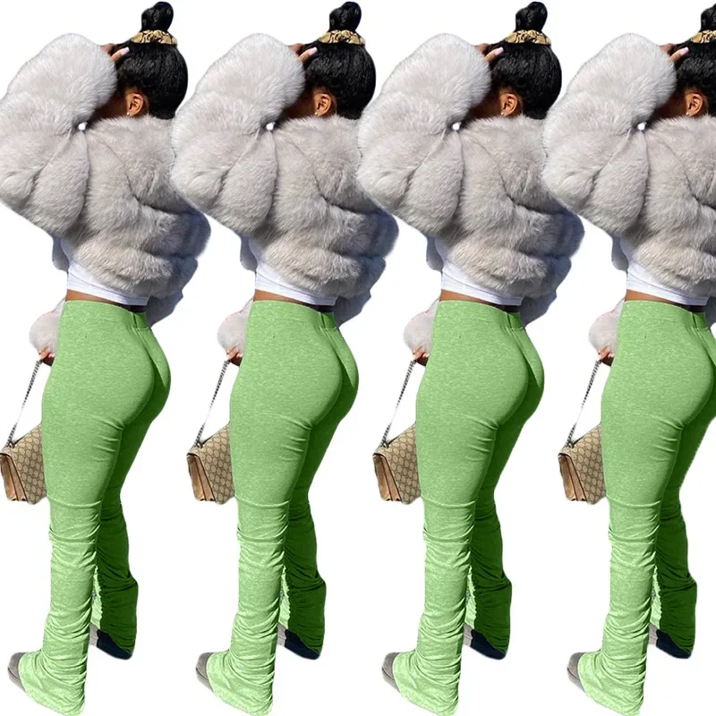 High Waist Long Joggers Workout Active Pants Jogging Yoga Sports Wholesale Women Stacked Leggings
